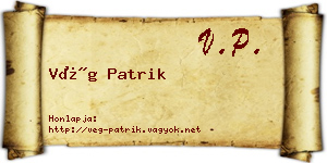Vég Patrik névjegykártya